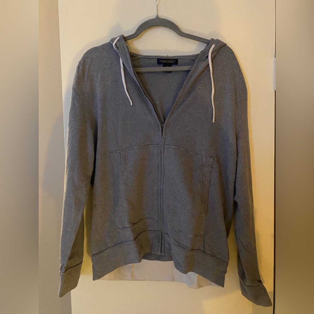 Banana Republic Cotton Cashmere Gray Full Zip Sweater